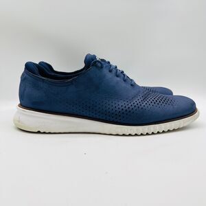 Cole Haan Shoes Mens 12 Blue Leather Laser ZeroGrand Wingtip Oxford OS Shoes